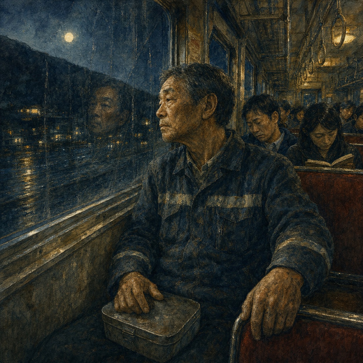 夜の列車 — 駅のベンチ