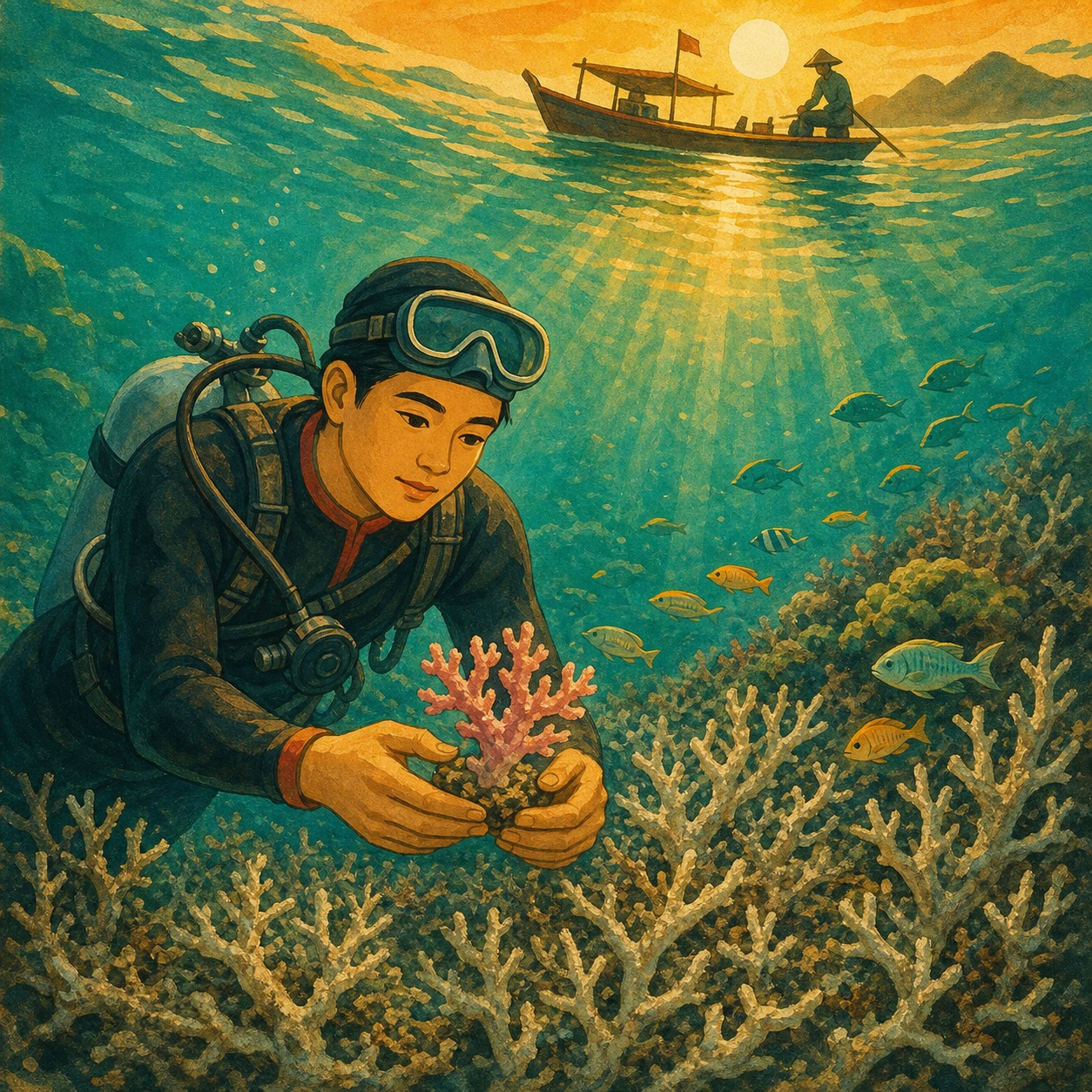 Nha Trang – Người thợ lặn tìm san hô — Lên Miền Núi