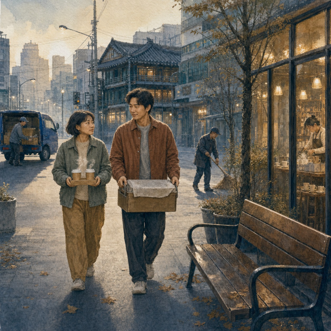 조용한 거리 — 새벽의 숨결