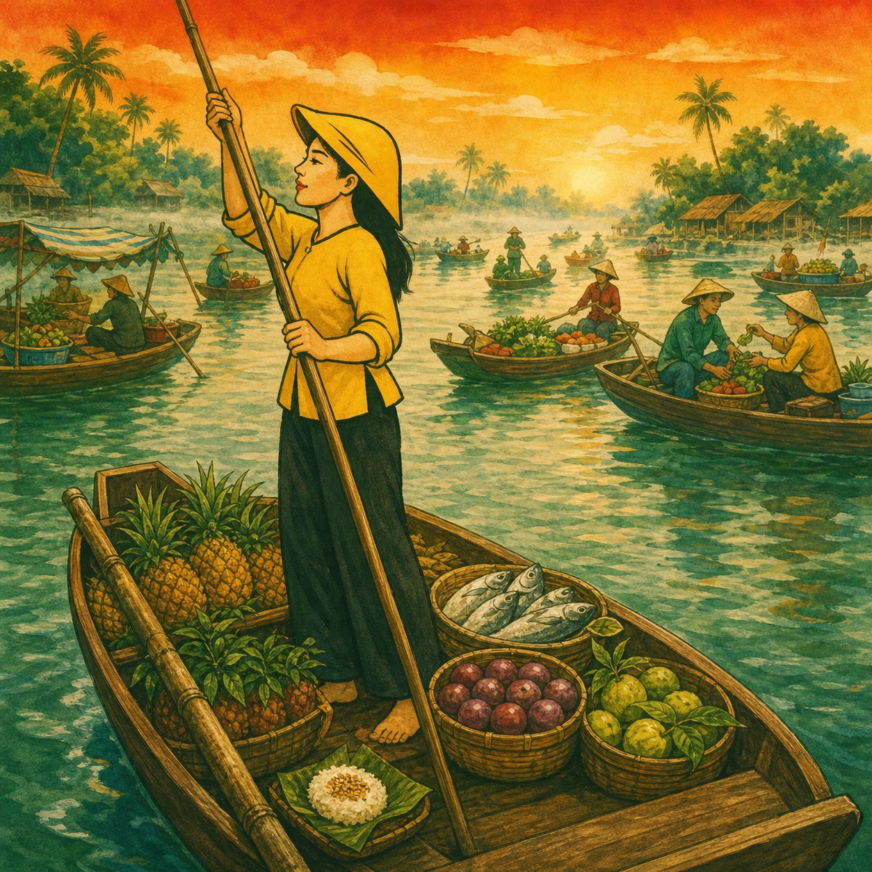 Rạch Giá – Người chèo thuyền chợ nổi — Xuống Đồng Bằng